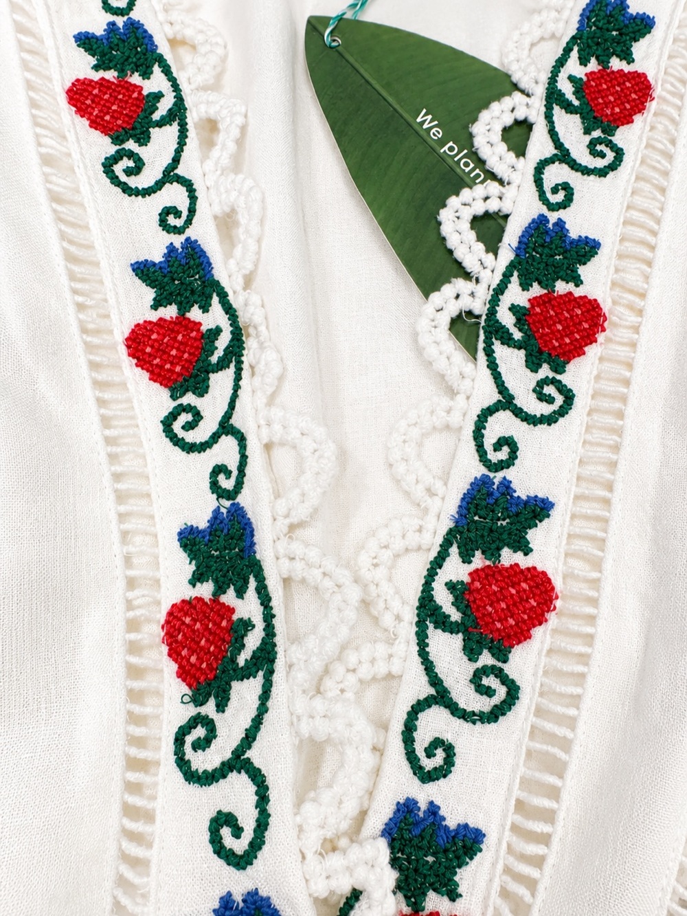 NWT FARM Rio Cross Stitch Tucan Embroidery Linen Romper Off White Size S - Picture 5 of 8